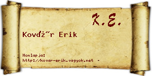 Kovár Erik névjegykártya
